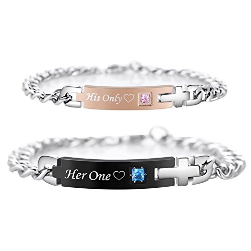 His Only Her One Stainless Steel Matching Bracelets for Couple