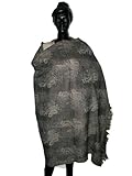 IMAGE OF Black Gray Wraps Shawls Stole Pashmina Jamavar Reversible Kashmir Shawl