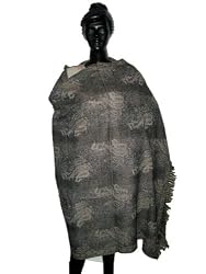 Black Gray Wraps Shawls Stole Pashmina Jamavar Reversible Kashmir Shawl