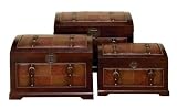 Set/3 Monarch Brown Leather N Wood Chest Trunks Review