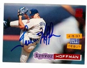 Trevor Hoffman Autographed/Hand Signed Baseball Card (San Diego Padres) 1994 Topps Stadium Club #312