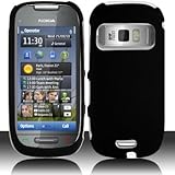 Black Hard Plastic Rubberized Case Cover for Nokia C7 Astound