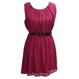 Polka Dot Vintage Style Dress With Belt in Orchid or Black