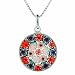 Sterling Silver Round Murano Glass Millefiori Flower Pendant
