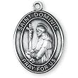 Sterling Silver St Dominic Medal and 24-inch Chain