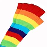 RAINBOW FINGERLESS STRIPED ARM WARMER GLOVES