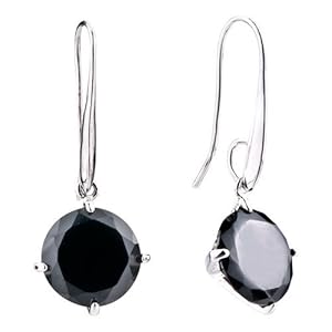 Pugster Round Black Crystal Dangle Earrings