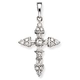 14K White Gold 1 ct. Diamond Cross Pendant with Chain