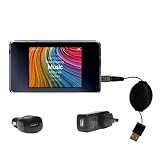 Retractable USB Hot Sync Compact Kit with Car & Wall Charger for the iRiver Clix2 U20 - Gomadic Brand w/ TipExchange Technology