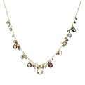 14K Gold Over Silver Smokey Topaz and Garnet Cluster Necklace