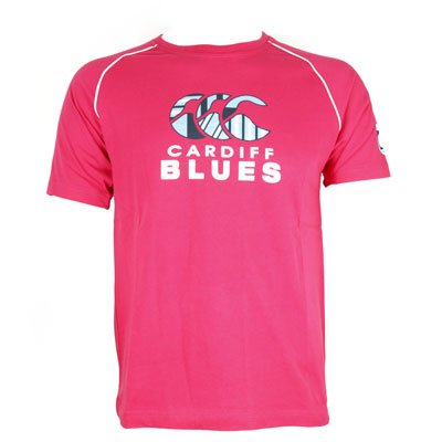 Cardiff Blues Graphic Rugby T-Shirt Fuchsia Pink - size extra large