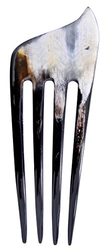 Marycrafts Black Artful Carved Buffalo Horn 4 Prongs Hair Fork, Hair Comb, Hair Pin, Hairpin, Hair Accessory, Hair Toy Handmade 5.6