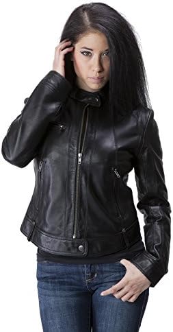 United Face Womens Lambskin Leather Scuba Jacket