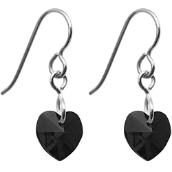 Titanium Black Heart Earrings Made with SWAROVSKI ELEMENTS