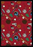 3'10 x 5'4 Joy Carpets Games People Play Collection 2000 Multi-Sport 1417 - 01 Red Rectangular