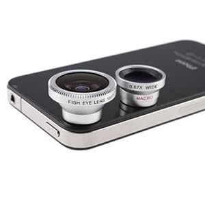 3 in 1 Detachable 180 Degrees Fish Eye Lens + Wide Angle + Micro Lens Camera Kit for iPhone 4 4G 4S HTC DC110