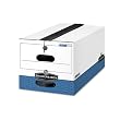 Bankers Box Products - Bankers Box - Liberty Plus Storage Box, Letter, String/Button, White/Blue, 12/Carton - Sold As 1 Carton - Includes a 3" seal that protects stored files from dust and dirt and ensures a flat top for stable stacking. - Maximum security box with string and button closure keeps contents secure, even if box is overturned. - Up to 50% stronger than other string and button boxes for stacking without shelving. - FastFoldTM quick and easy assembly. - Reinforced plastic handles