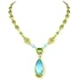 Aquamarine Blue & Peridot Green Long Teardrop Necklace
