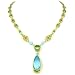 Aquamarine Blue & Peridot Green Long Teardrop Necklace