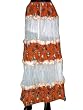 Skirts for Ladies-White Orange Printed Cotton Fashion Elastic Skirts Indian Clothing 39inch Free Shipp