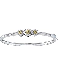 1.05ctw Diamond Flower Bangle 14K White Gold