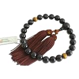 NEWSTONE（ニューストーン）■特価■送料無料 タイガーアイと黒オニキス【男性用】■１２ミリ　黒オニキス　２天　虎眼　正絹頭付房【略式数珠（男性）】【ブランド京念珠】【念誦】【天然石】【パワーストーン】