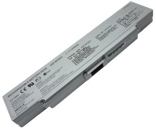 Sony VAIO VGP-BPS9, VGN-CR110 Series, AR-570 , NR-320, SZ650, 6-Cell Battery, New! (Silver) Tech Tourist(tm) brand