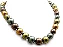 14k Gold 17 Inch 8- 6mm Genuine Graduated Multi Color South Sea Shell Majorca Pearl Necklace - 14kt White Gold