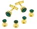 Gold plated and green crystal cufflinks and shirt stud formal set with presentation box. Made in the USA