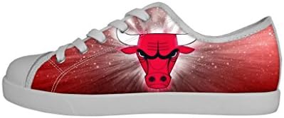 NBA Chicago Bulls CHI CHB Team Logo Kid Girl's Canvas Shoes Lace Up Nonslip Fashion Sneakers