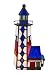 Red, White and Blue Stained Glass Lighthouse Accent Lamp