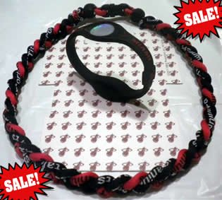 Miami Heat Slam Dunk Savings! Miami Heat Power Balance Band **Size Large** and Titanium 3 Rope Necklace size 20 inches