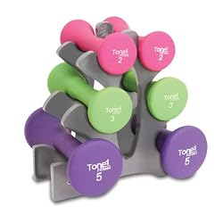 Tone Fitness SDNHS-TN020 20-Pound Hourglass Shaped Dumbbell Set with Rack
