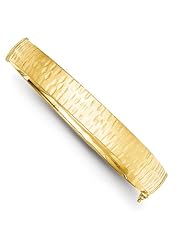 Sterling Silver & Gold Plated 10mm Textured Bangle, Best Quality Free Gift Box Satisfaction Guaranteed