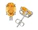 11X8mm Oval Citrine and Diamond Stud Earrings in 14K White Gold
