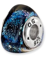 Blue Dichroic Glass, Triangle Charm for 3mm Charm Bracelets