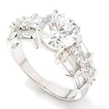 Michael Valitutti Sterling Silver / Platinum Round & Baguette Cut CZ Ring