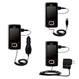 Deluxe Kit for the LG KG800 includes a USB cable with Car and Wall Charger - Gomadic Brand w/ TipExchange Technology