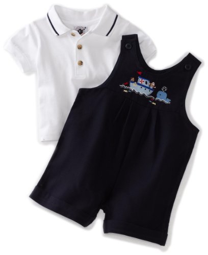 Good Lad Baby-boys Infant Linen Shortall Set, Blue, 18 Months