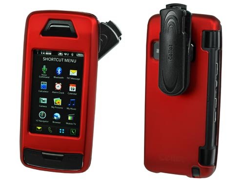 RED RUBBERIZED COATED PROGUARD COVER HARD CASE PROTECTOR (With Optional Detachable Belt Clip) for VERIZON LG VX10000 VOYAGER - RETAIL PACKAGING