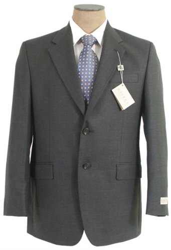 Ralph Lauren Mens Single Breasted 2 Button Solid Charcoal Grey Wool Suit - Size 42XL