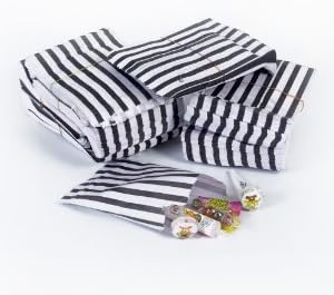 Black Candy Stripe Paper Bags - 5" x 7" - (1 pack = 100 bags)