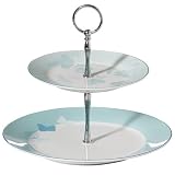 Yedi Houseware Classic Coffee and Tea Blue Blossom 2-Tier Plate with Stand