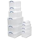 Really Useful Storage Box Plastic Lightweight Robust Stackable 12 Litre W240xL410xH145 Clear Ref 12C