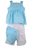BT Kids Spring/Summer Girls Teal Floral Embroidered Capri Pant Set