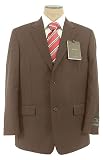 Tasso Elba Mens Single Breasted 2 Button Brown Pindot Wool Suit - Size 42S