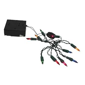 Set Of 10 Battery Operated Multi Color Christmas Lights - Green Wire by Hofert