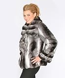 Natural Chinchilla Jacket with Crystal Lined Collar and Sleeves.