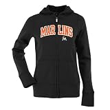 Miami Marlins MLB "Signature Hood Applique" Women's Full Zip Hoody (Black) (Medium)