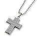 Grey Carbon Fiber Polished Stainless Steel Cross Necklace on 22